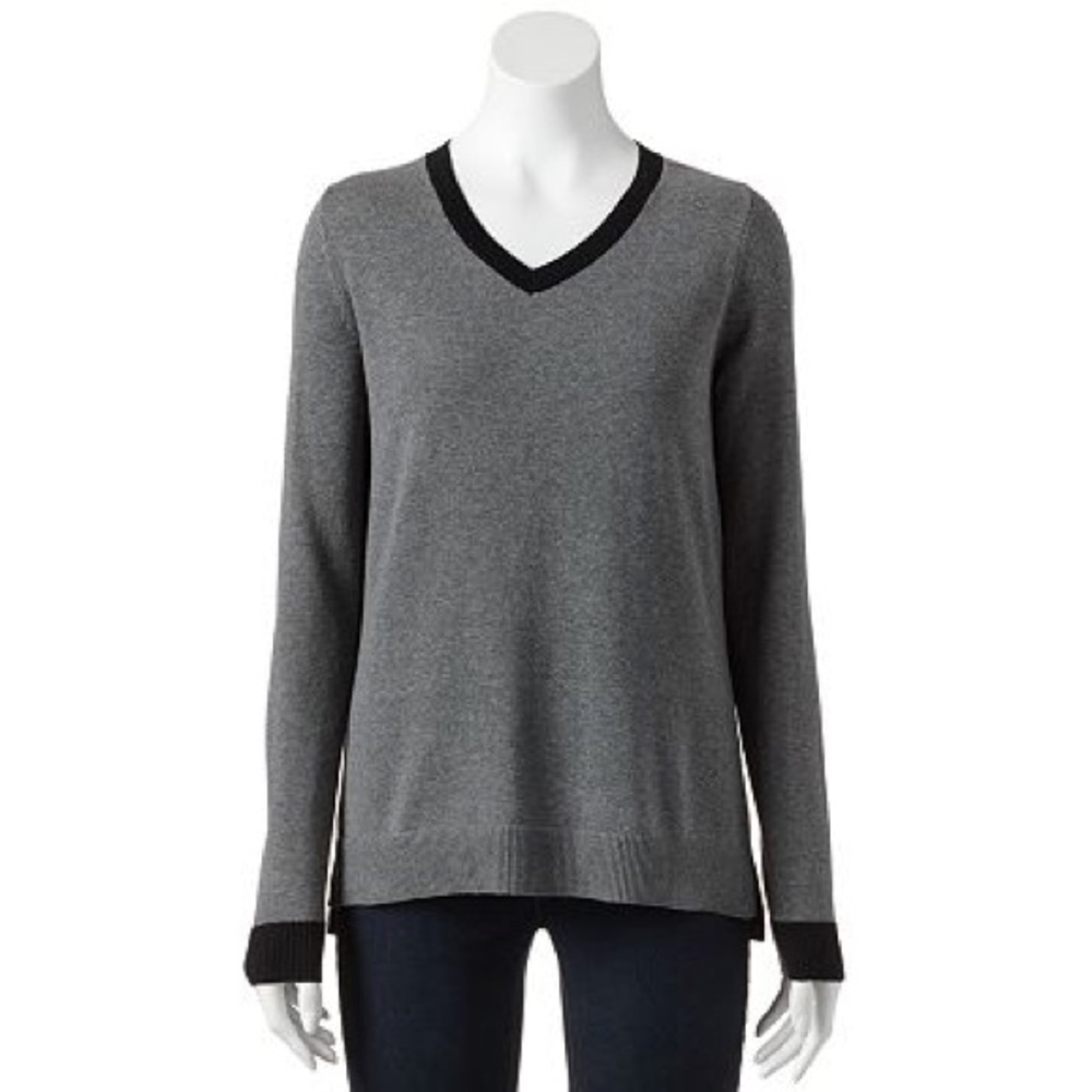 Women's Croft & Barrow Sweater Grey Black Women’s Med